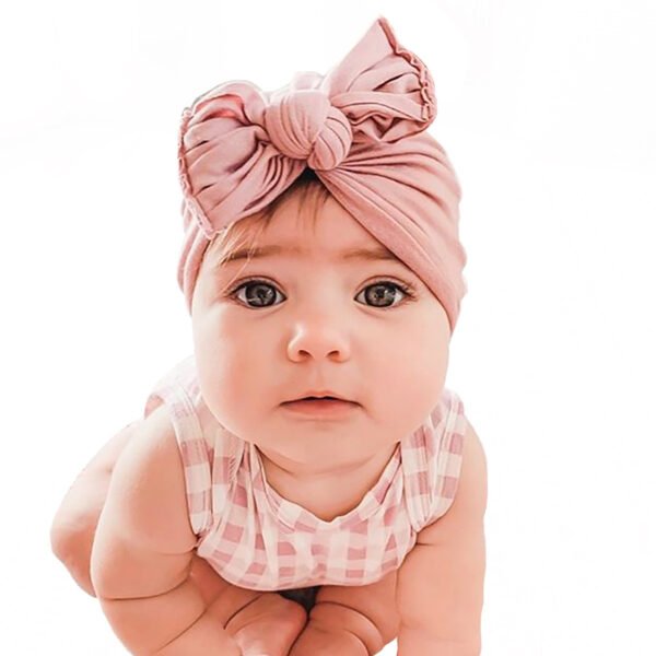 Pleated Baby Hat Bow Solid Color Pullover Indian Hat - Image 9