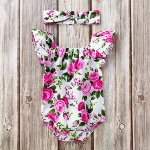 Baby Flying sleeves Romper | Children's wear | baby cotton print Cloth - Image 3