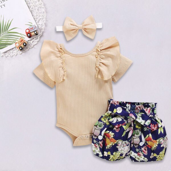 Top Flower Print Baby Shorts | Bodysuit - Image 2