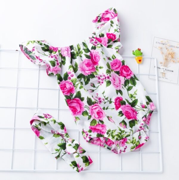 Baby Flying sleeves Romper | Children's wear | baby cotton print Cloth - Image 2