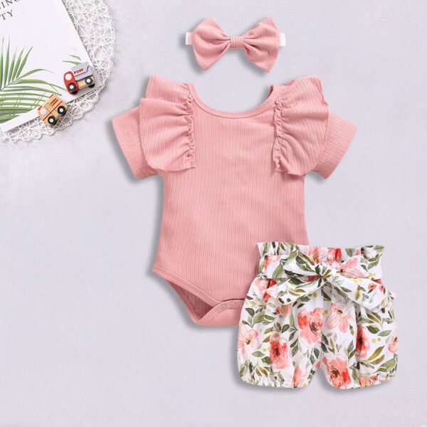 Top Flower Print Baby Shorts | Bodysuit - Image 3