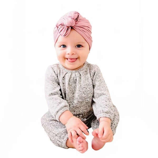 Pleated Baby Hat Bow Solid Color Pullover Indian Hat - Image 4